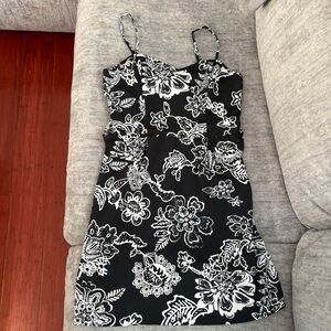 American Eagle Outfitters Black and White Floral Mini Dress